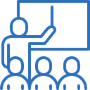 Mentor or teacher teaching in classroom icon
