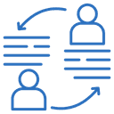 Flowing arrow between two people icon