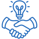 Clipart icon image of two hands shaking in a handshake symbolizing a partnership or an agreement