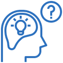 Idea and problem-solving icon with lightbulb and question mark