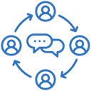 Clipart icon image of a gear, a person, and a book each connected with a line