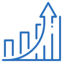 Growth and progress icon showing upward trend on bar chart