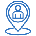 User location icon showing person inside map pin for nearby classes or personalized services