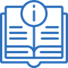 Clipart image of an open book with an information symbol