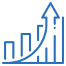 Clipart image of an upward arrow overlapping a bar graph
